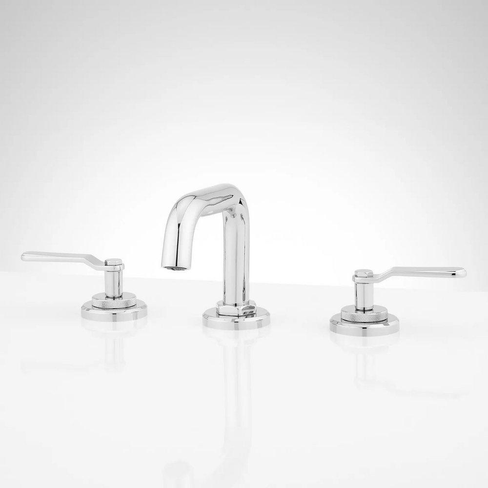 Signature Hardware Chrome Two Handle Widespread Bathroom Sink Faucet 