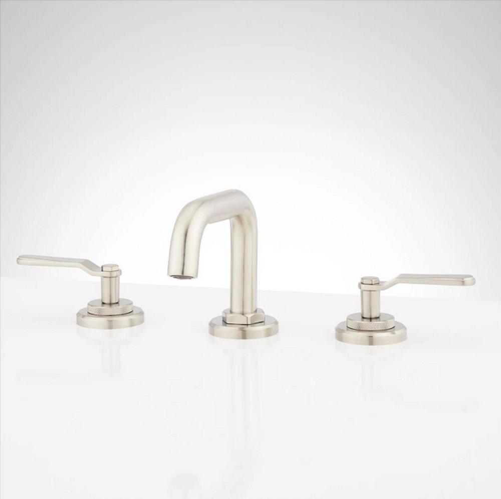 Signature Hardware Brushed Nickel Two Handle Widespread Bathroom Sink Faucet 