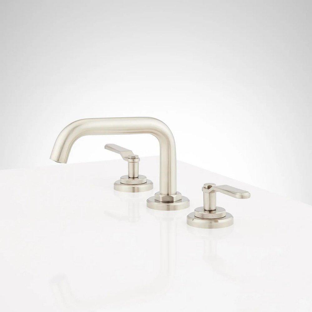 Signature Hardware Brushed Nickel Two Handle Widespread Bathroom Sink Faucet 