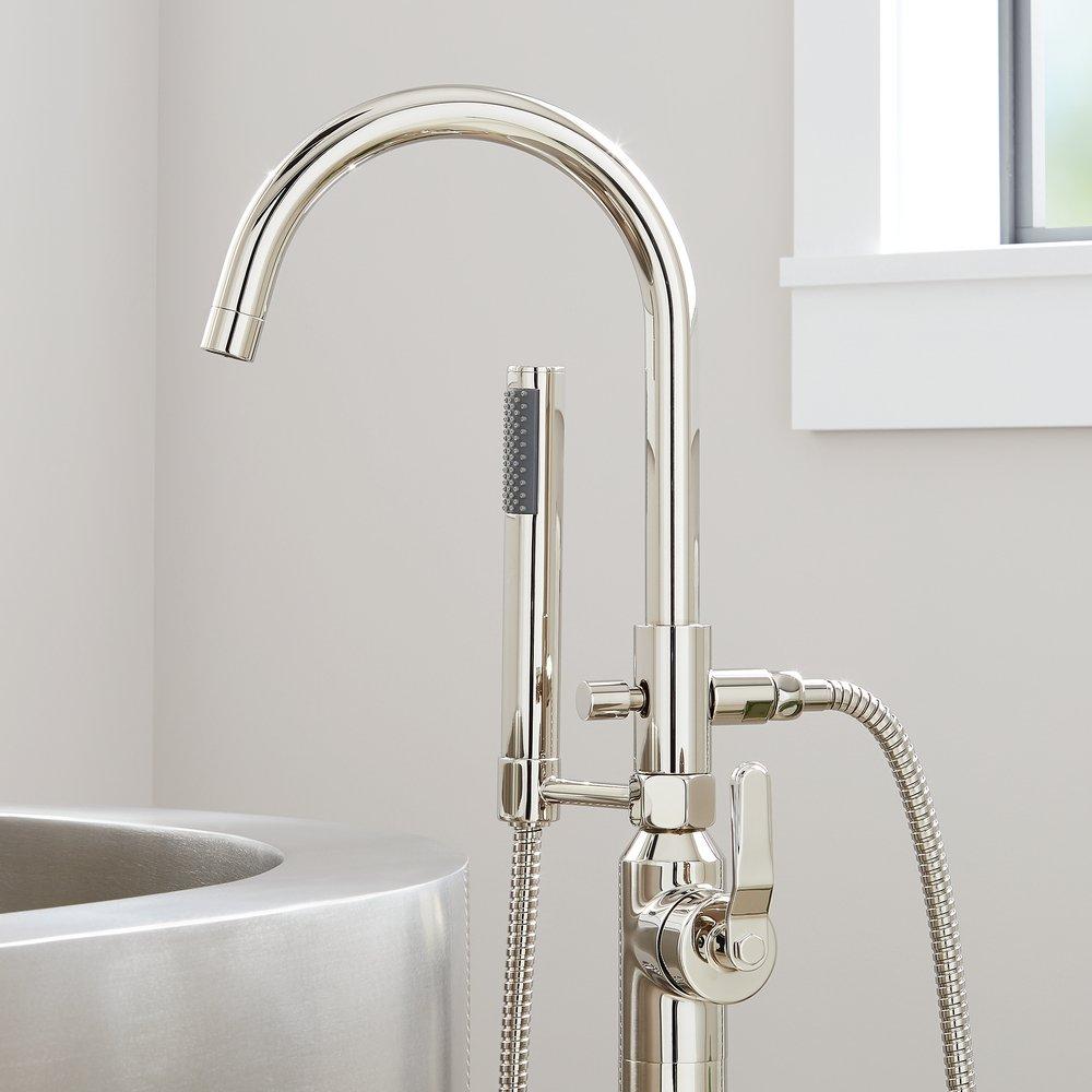 Signature Hardware Polished Nickel Single Handle Monoblock Bathroom Sink Faucet 
