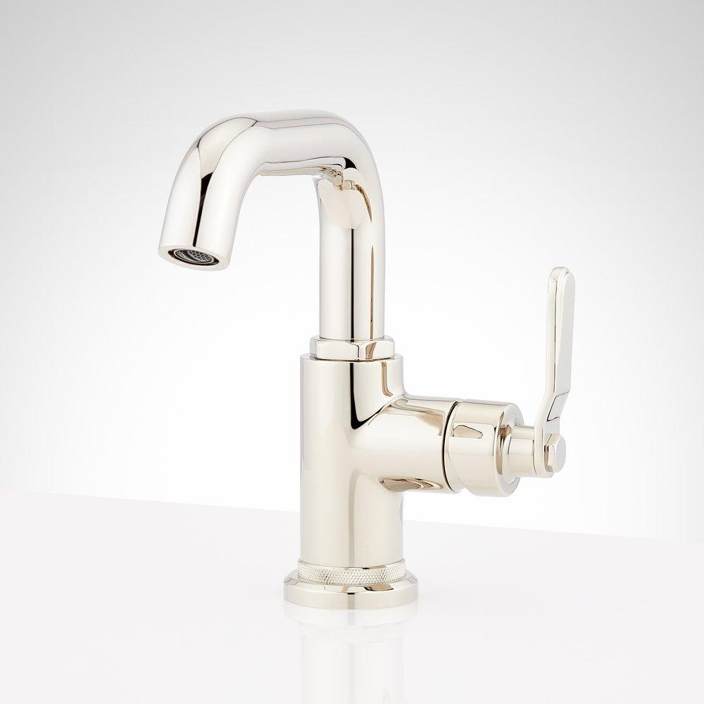 Signature Hardware Polished Nickel Single Handle Monoblock Bathroom Sink Faucet 