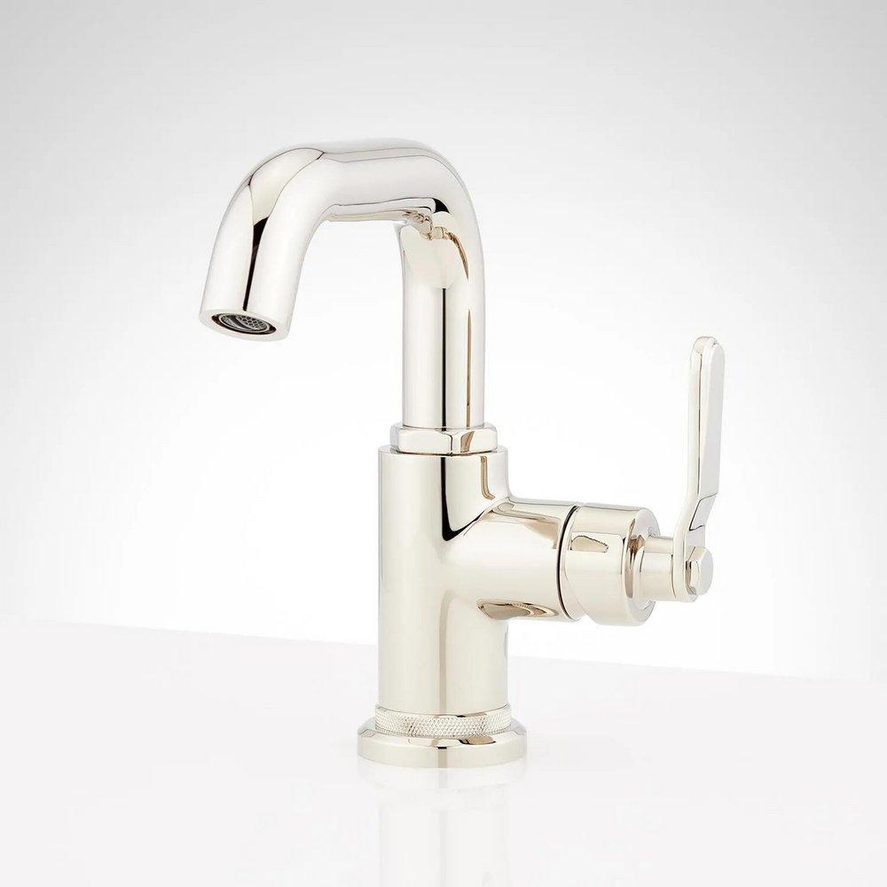 Signature Hardware Polished Nickel Single Handle Monoblock Bathroom Sink Faucet 