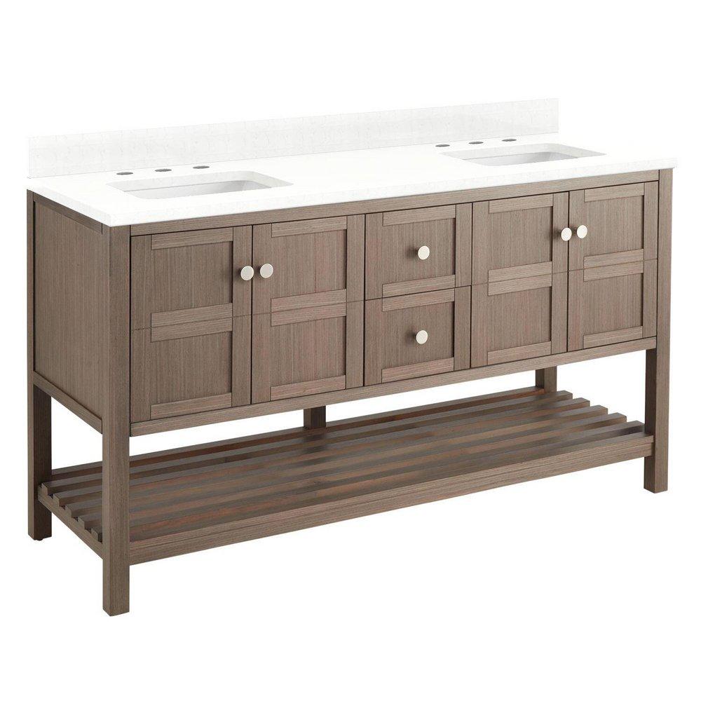 Signature Hardware Ash Brown 60 in. Floor Mount Vanity 