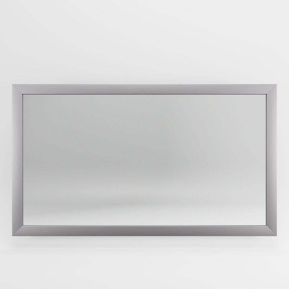 Jensen Satin Nickel 30 in. Rectangular Framed Mirror in Satin Nickel 