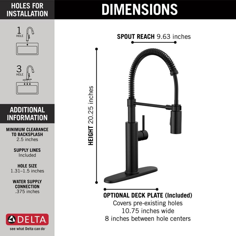 Delta Faucet Matte Black Single Handle Pull Down Kitchen Faucet 