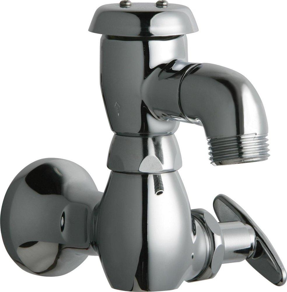 Chicago Faucets Polished Chrome Single Cross Handle Wall Mount Service Faucet 