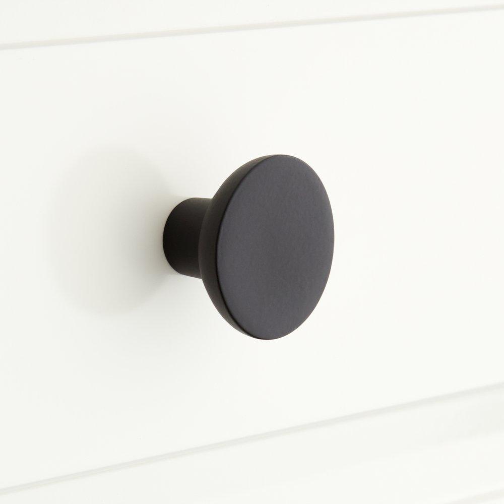 Signature Hardware Black 1-1/4 in. Solid Brass Round Cabinet Knob 