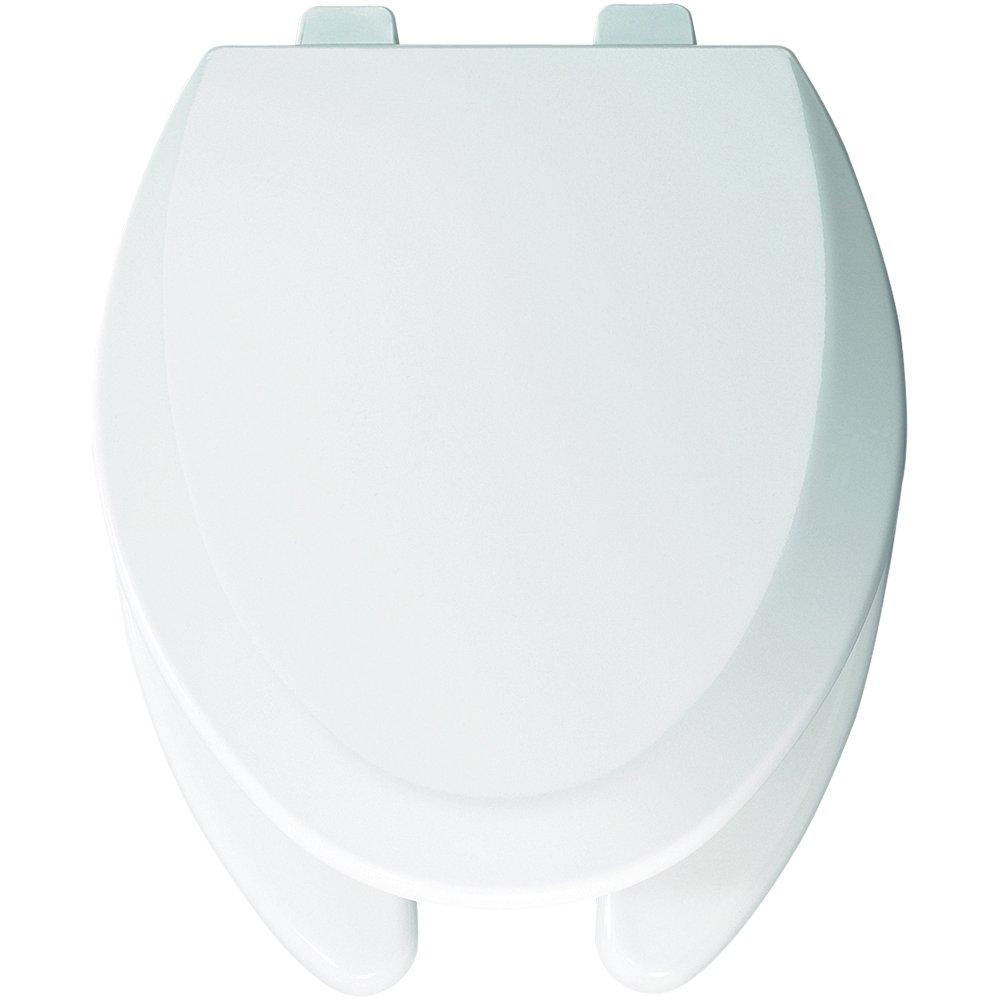 Bemis White Wood Elongated Open Front With Cover Toilet Seat 