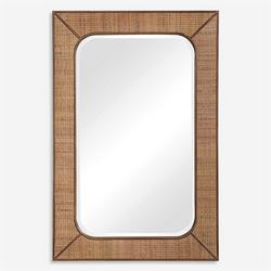 28 x 42 in. Beveled Edge Rectangular Framed Mirror in Warm Maple