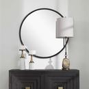 Uttermost Aged Black 34-7/8 in. Flat Edge Round Framed Mirror in Aged Black 