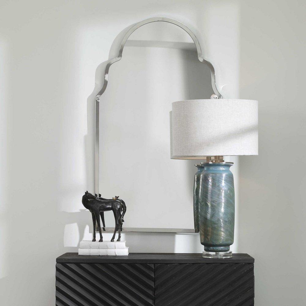 Uttermost Polished Nickel 1 x 25-1/2 in. Framed Mirror Arched in Polished Nickel 