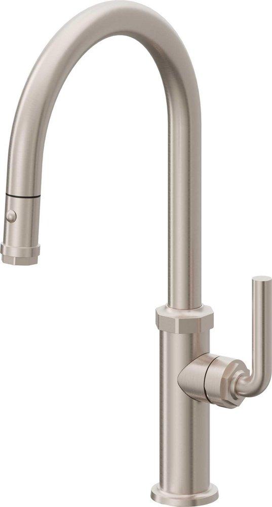 California Faucets Satin Nickel Single Handle Pull Down Kitchen Faucet 