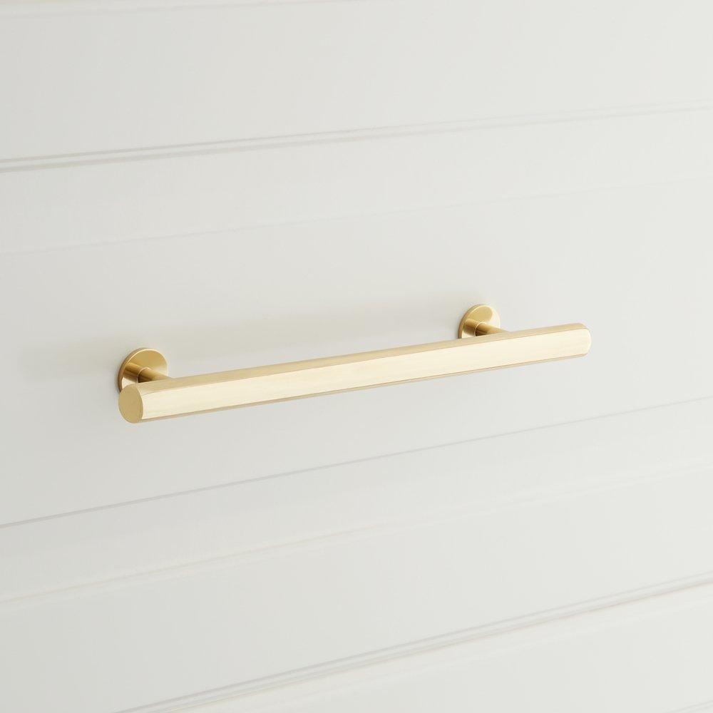Signature Hardware Polished Brass 6 in. Adjustable Solid Brass Round Drawer Pull 