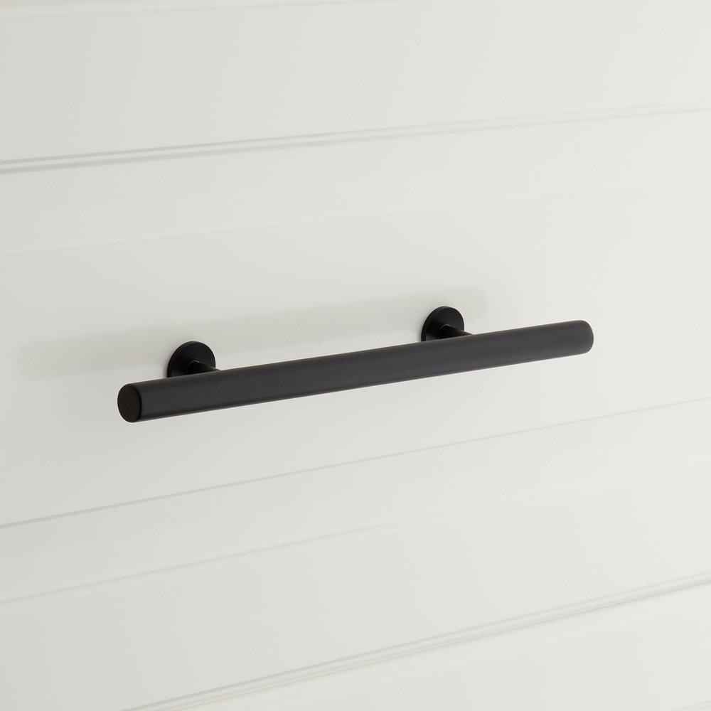 Signature Hardware Matte Black 6 in. Adjustable Solid Brass Round Drawer Pull 