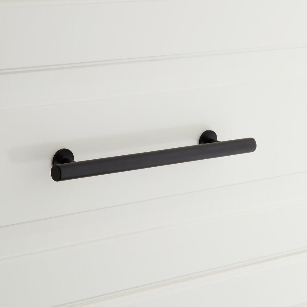 Signature Hardware Satin Black 6 in. Adjustable Solid Brass Round Drawer Pull 