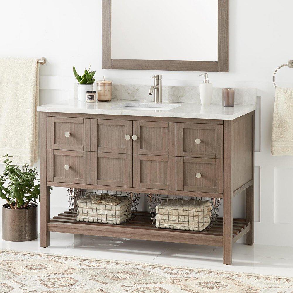 Signature Hardware Ash Brown 48 in. Floor Mount Vanity 