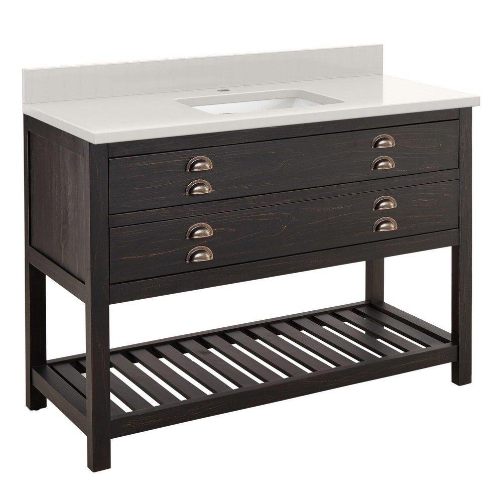 Signature Hardware Rustic Black 48 in. Floor Mount Vanity 