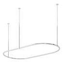 Signature Hardware Chrome 30 x 60 in. Oval Brass Shower Rod with Curtain Rings and Ceiling Supports 