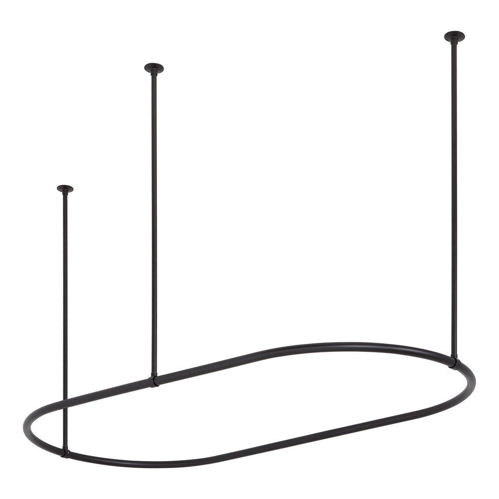 Signature Hardware Matte Black 60 in. Ceiling Mount Oval Shower Rod 