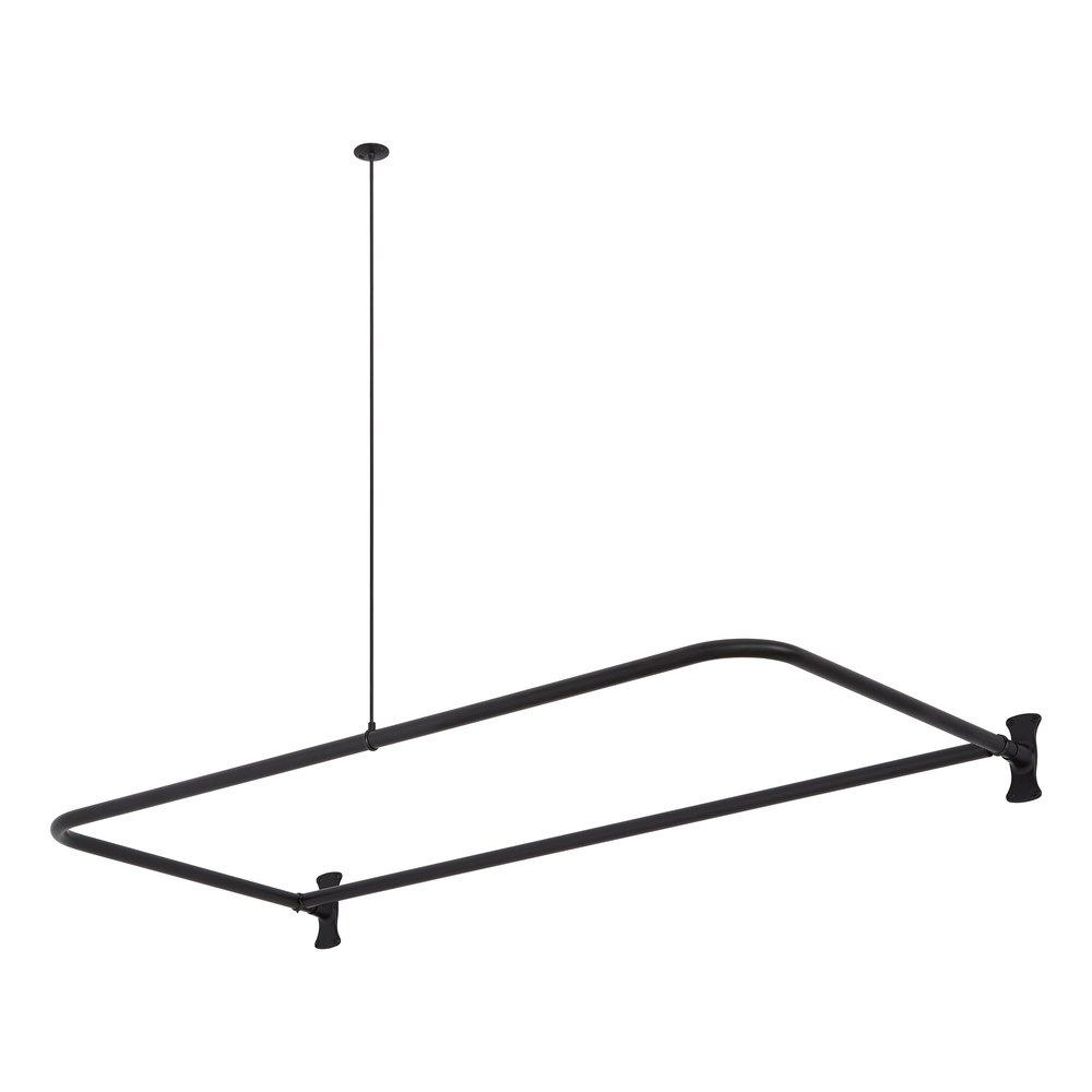 Signature Hardware Matte Black 60 in. D-shaped Shower Rod 