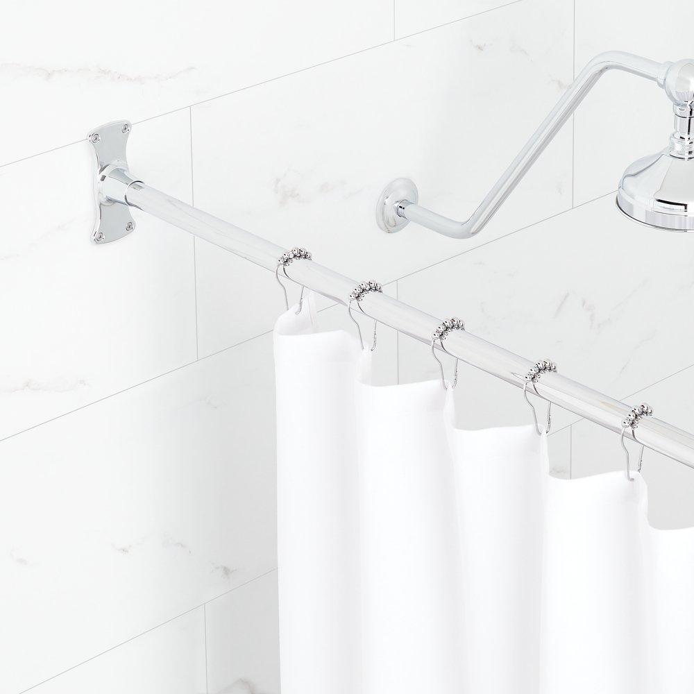 Signature Hardware Chrome 48 in. Straight Shower Rod 