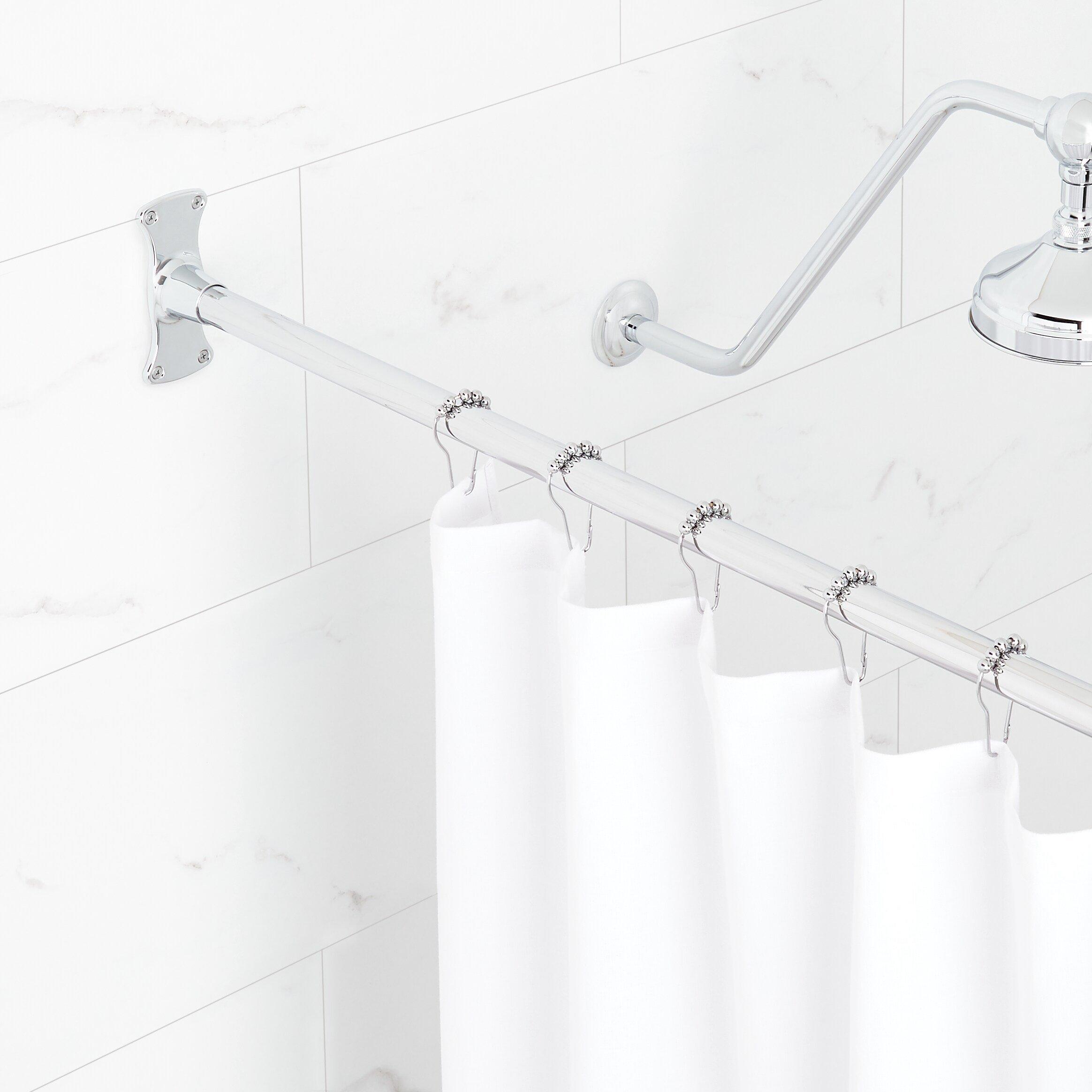 Signature Hardware Chrome 60 in. Straight Shower Rod 