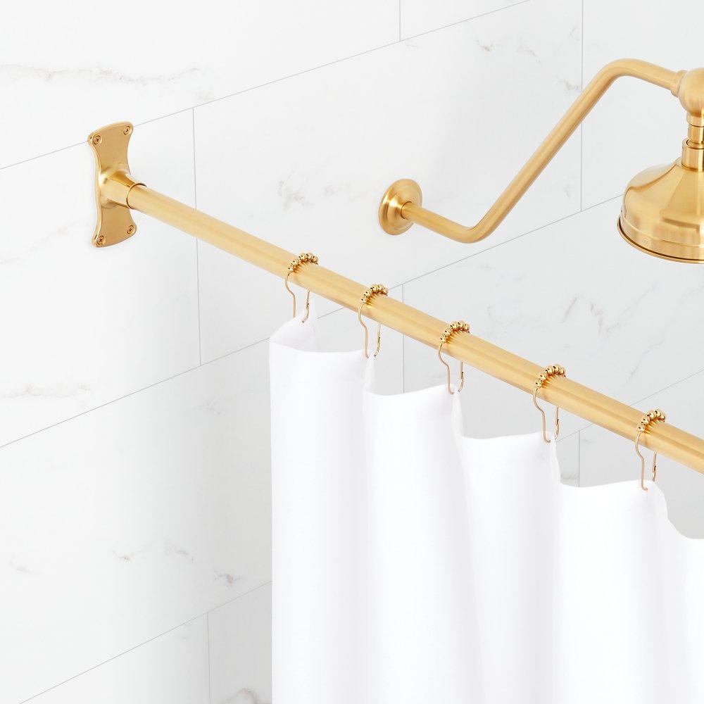 Signature Hardware Brushed Gold 66 in. Straight Shower Rod 
