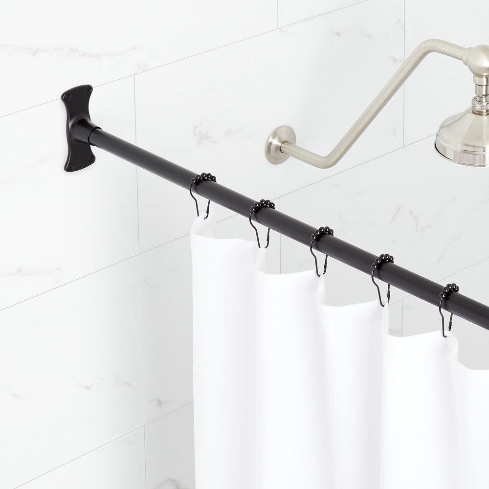 Signature Hardware Matte Black 72 in. Straight Shower Rod 