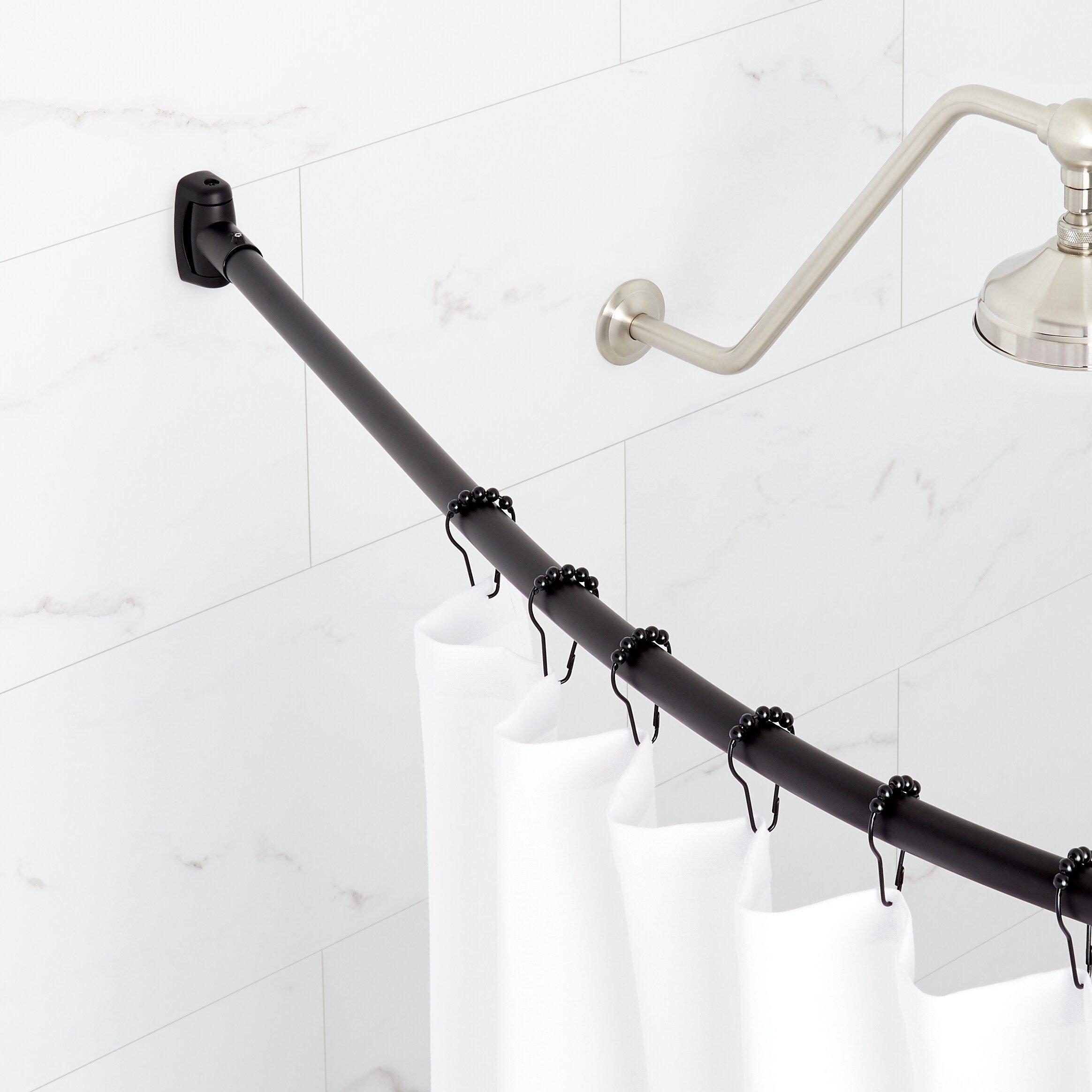 Signature Hardware Matte Black 60 in. Curved Shower Rod 