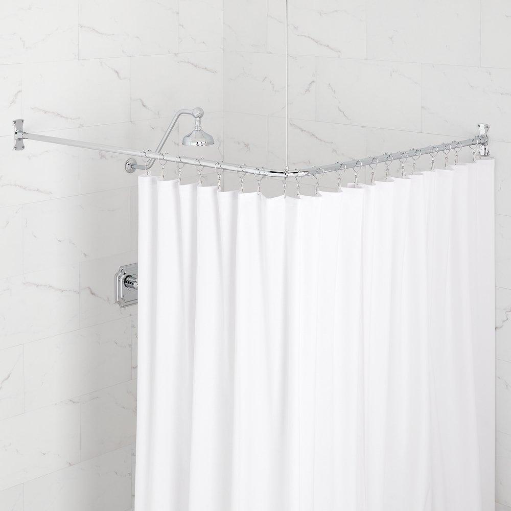 Signature Hardware Chrome 60 in. L-shaped Shower Rod 