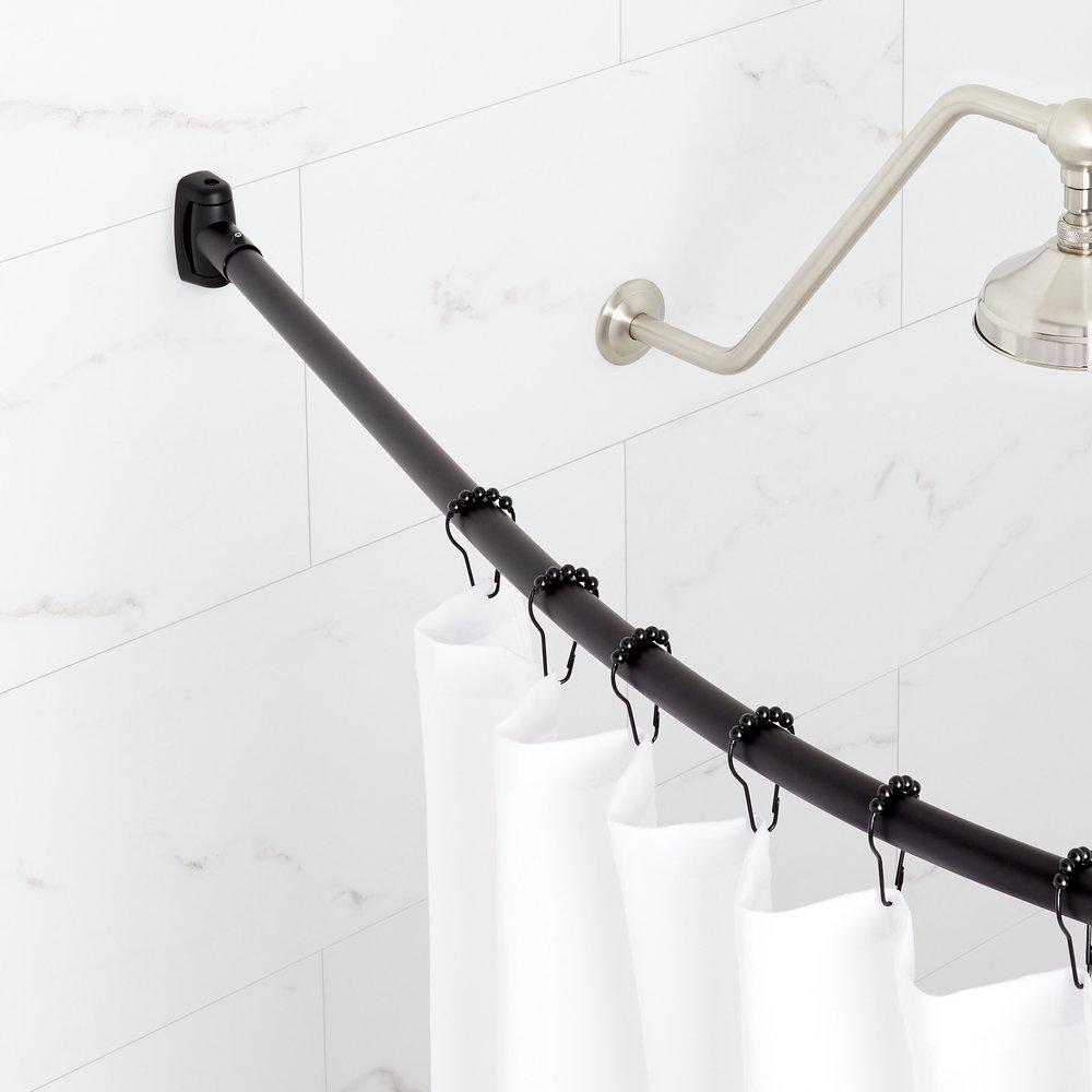 Signature Hardware Matte Black 72 in. Curved Shower Rod 
