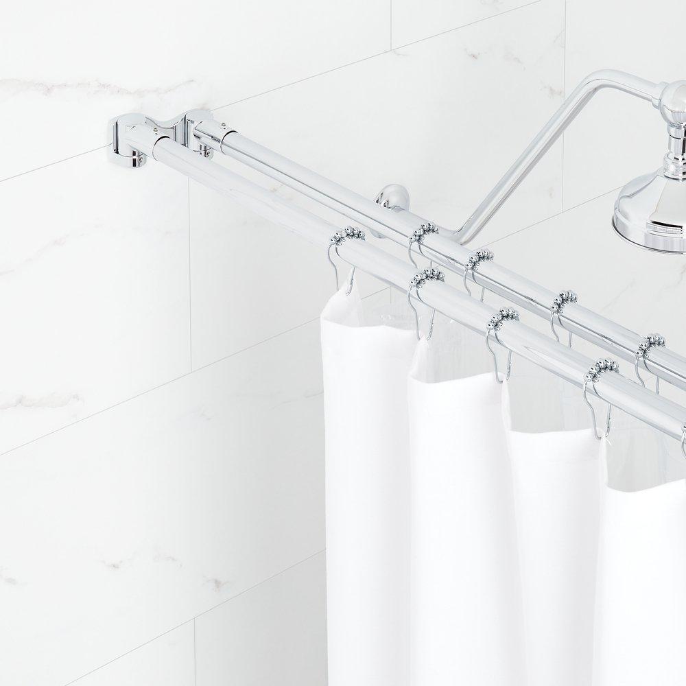 Signature Hardware Chrome 60 in. Straight Shower Rod 