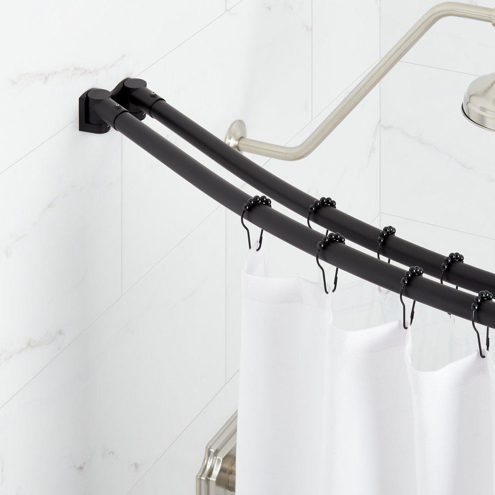 Signature Hardware Matte Black 60 in. Curved Shower Rod 