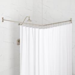72 x 36 in. L-Shaped Shower Rod and Ceiling Supports in Brushed Nickel