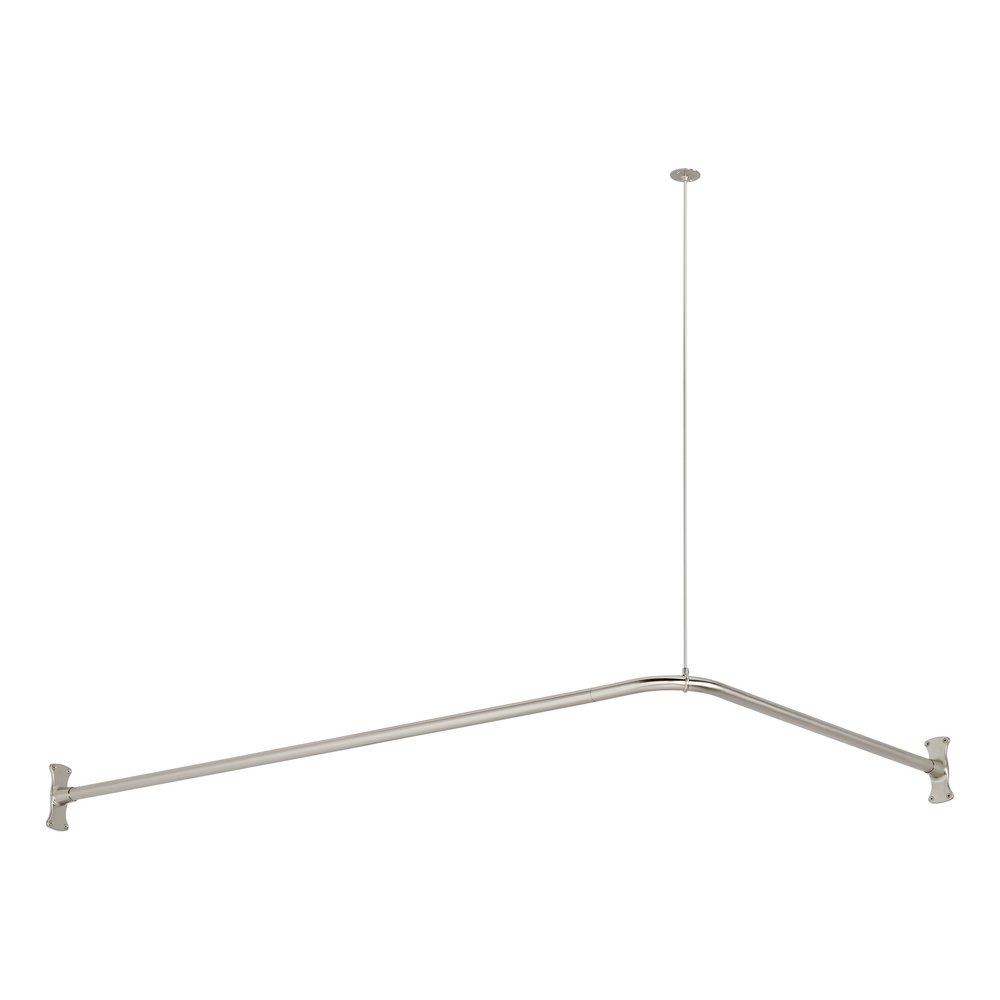 Signature Hardware Brushed Nickel 36 in. L-shaped Shower Rod 