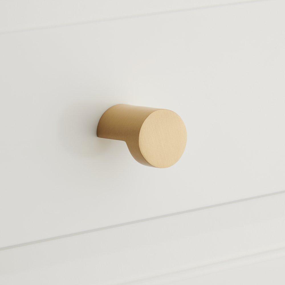 Signature Hardware Satin Brass 1-1/4 in. Solid Brass Cylinder Cabinet Knob 