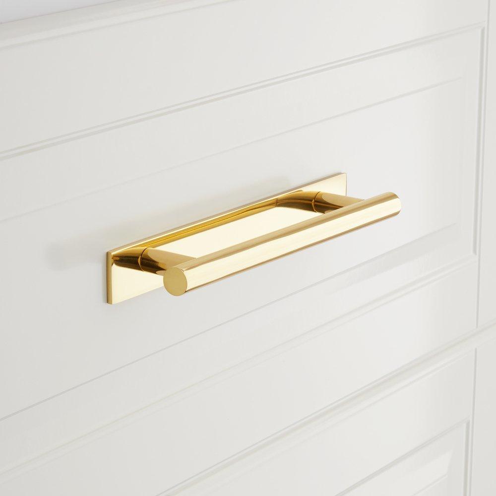 Signature Hardware Polished Brass 8 in. Solid Brass Cabinet Pull 