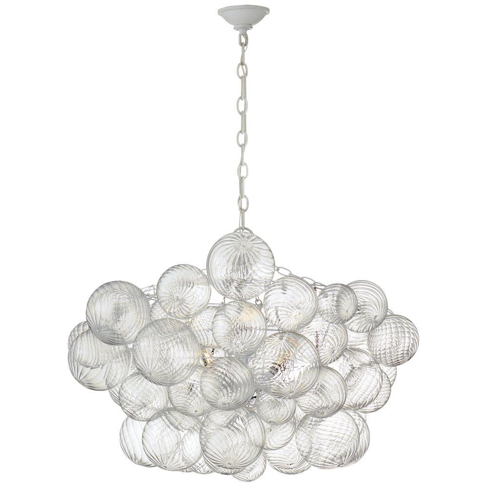 Visual Comfort & Co. Signature Plaster White/Clear Swirled Glass 24 x 33 in. 40W 1-Tier 8-Light Incandescent Transitional Chandelier 