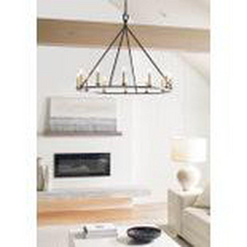 Visual Comfort & Co. Signature Aged Iron 31-1/2 x 40 in. 40W 1-Tier 12-Light Incandescent Casual Chandelier 