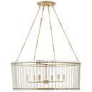 Visual Comfort & Co. Signature Hand-Rubbed Antique Brass 15-3/4 x 36-1/2 in. 60W 6-Light Art Deco and Modern Chandelier 