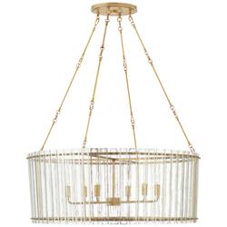 15-3/4 x 36-1/2 in. 60W 6-Light Art Deco and Modern Chandelier in Hand-Rubbed Antique Brass