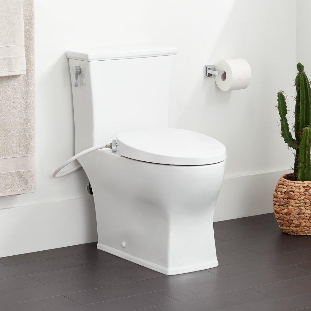 Signature Hardware White Elongated Floor Mount One Piece Toilet 