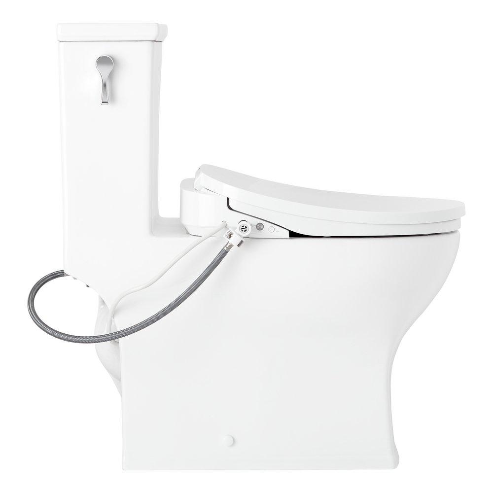 Signature Hardware White Elongated Floor Mount One Piece Toilet 
