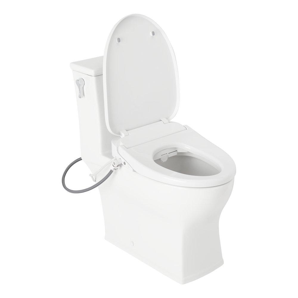 Signature Hardware White Elongated Floor Mount One Piece Toilet 