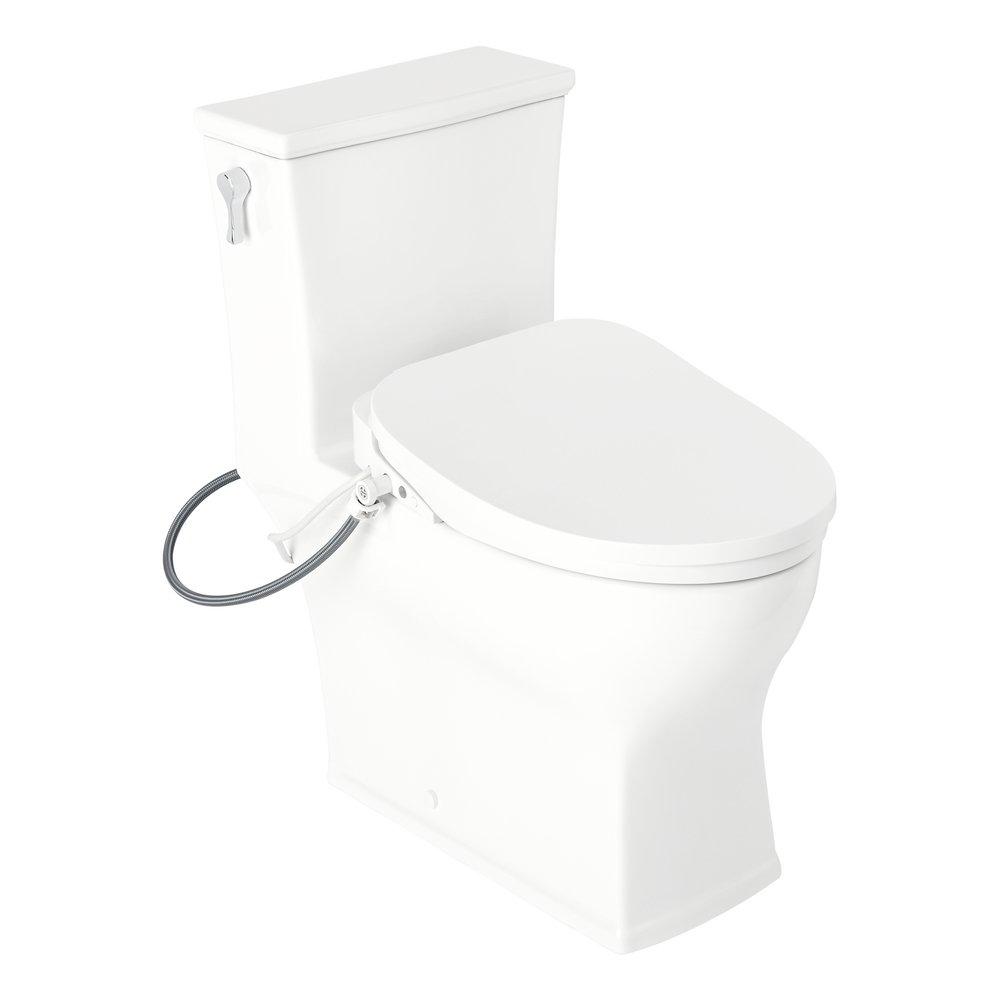 Signature Hardware White Elongated Floor Mount One Piece Toilet 