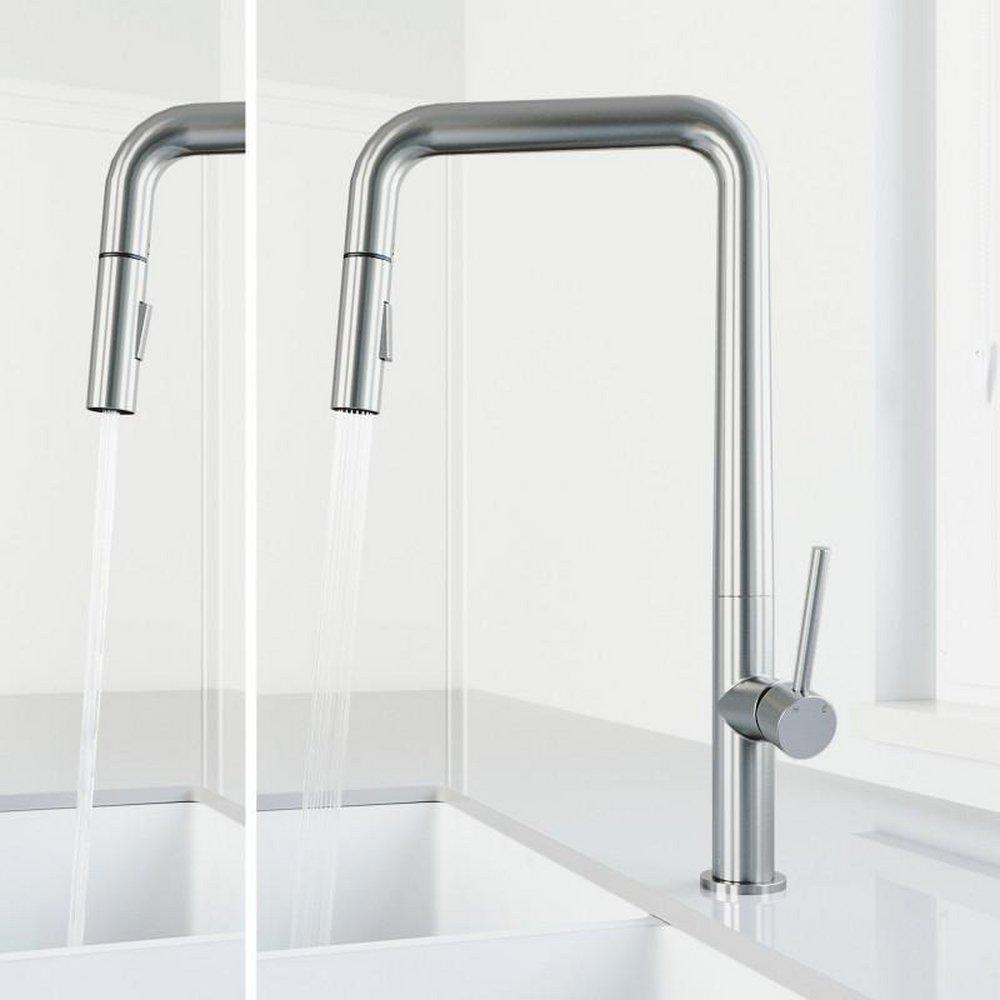 VIGO Stainless Steel Single Handle Pull Down Kitchen Faucet 