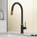 VIGO Matte Brushed Gold Single Handle Pull Down Kitchen Faucet 