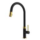 Single Handle Pull Down Kitchen Faucet in Matte Brushed Gold with Matte Black