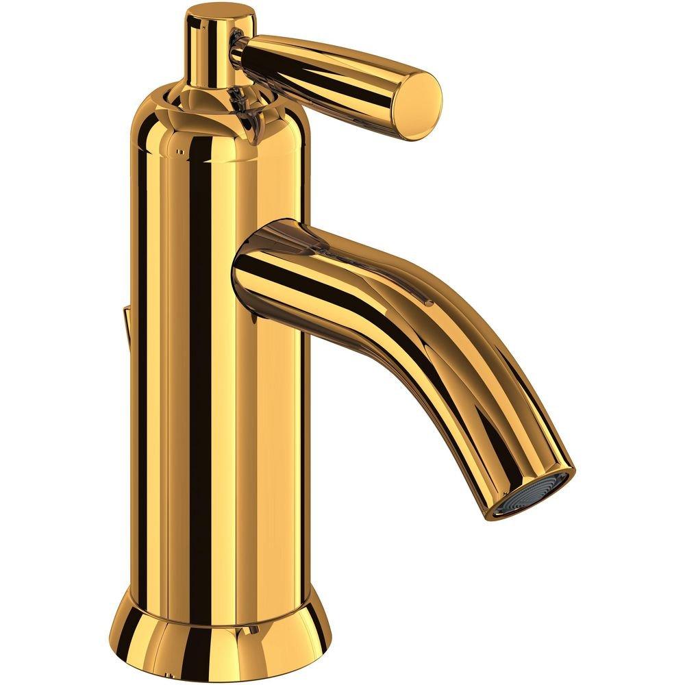 Perrin & Rowe&reg; Unlacquered Brass Single Handle Monoblock Bathroom Sink Faucet 