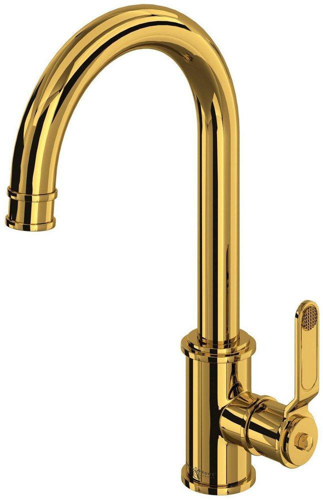 Perrin & Rowe&reg; Unlacquered Brass Single Handle Lever Bar Faucet 